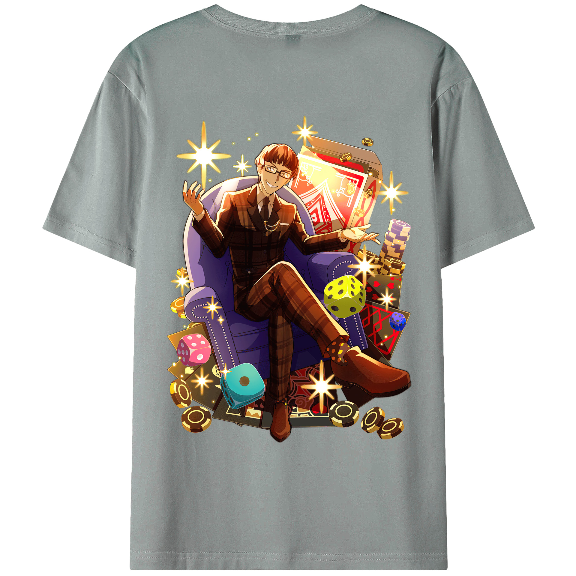 （画像用） 文豪ストレイドッグス Bungo Stray Dogs 綿100％ メンズ半袖Tシャツ（バックプリント） 通気性
